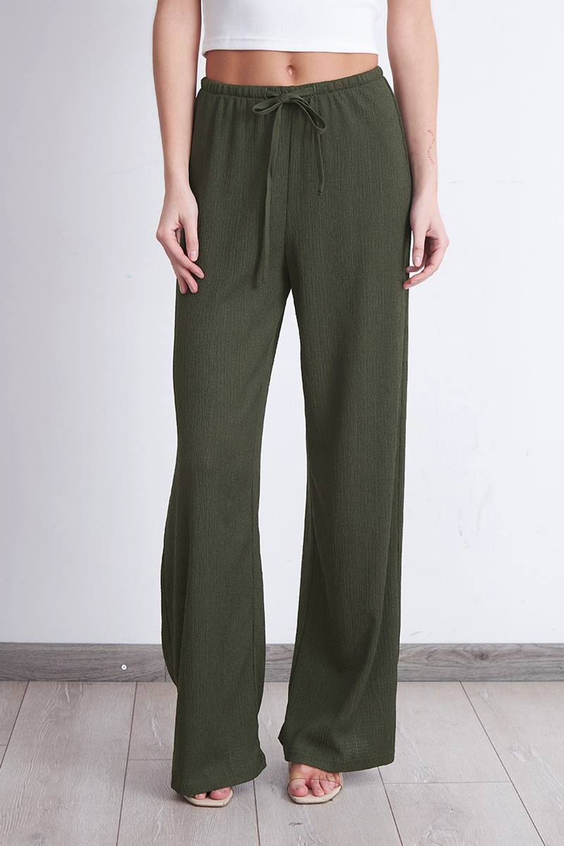 PANTALON CREPE CON LAZO AJUSTABLE OLIVA MUJER NICOPOLY - 6