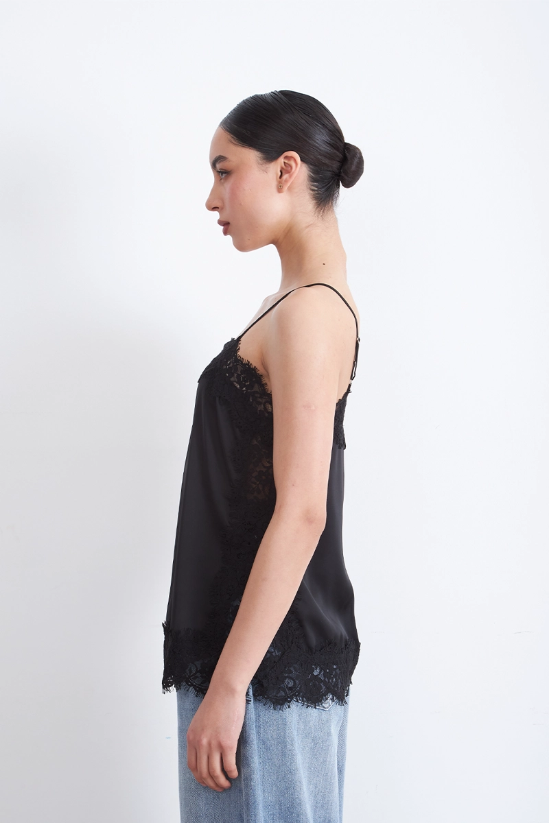 BLUSA ENCAJE Y ABERTURAS LATERALES NEGRO MUJER NICOPOLY - 3