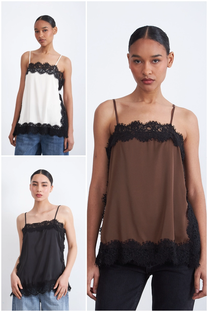 BLUSA ENCAJE Y ABERTURAS LATERALES BLANCO MUJER NICOPOLY - 5