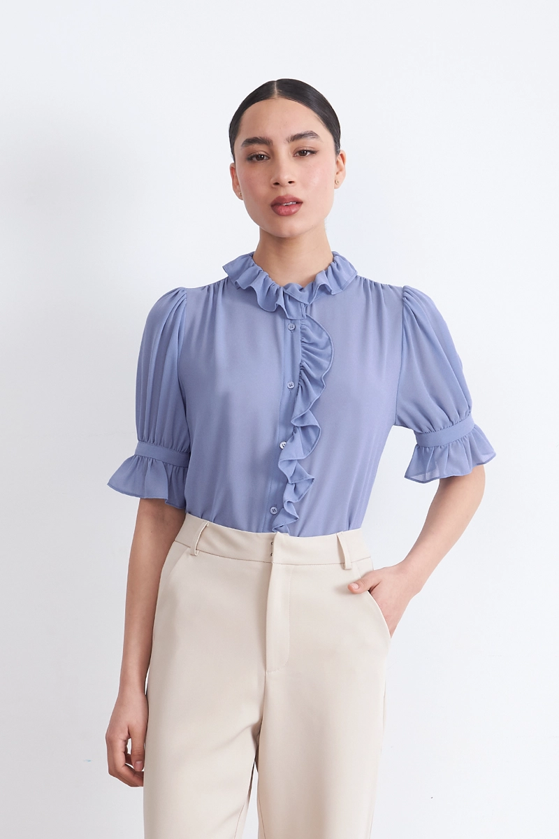 BLUSA VUELOS FRONTALES CELESTE MUJER NICOPOLY - 1