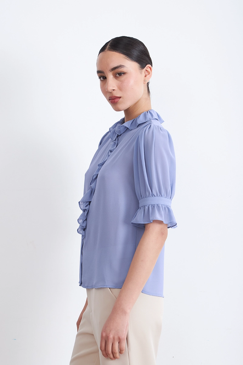 BLUSA VUELOS FRONTALES CELESTE MUJER NICOPOLY - 3