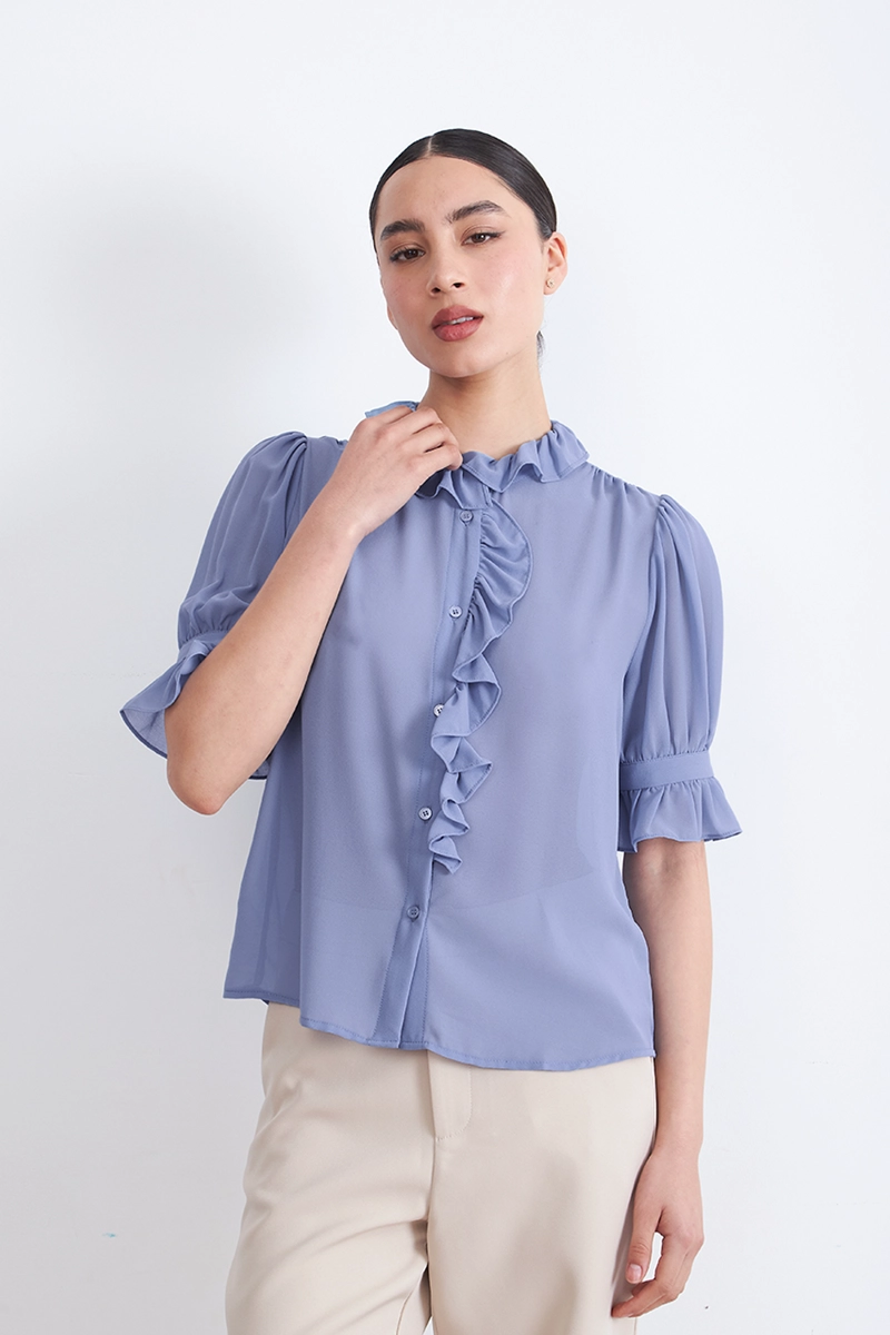 BLUSA VUELOS FRONTALES CELESTE MUJER NICOPOLY - 6