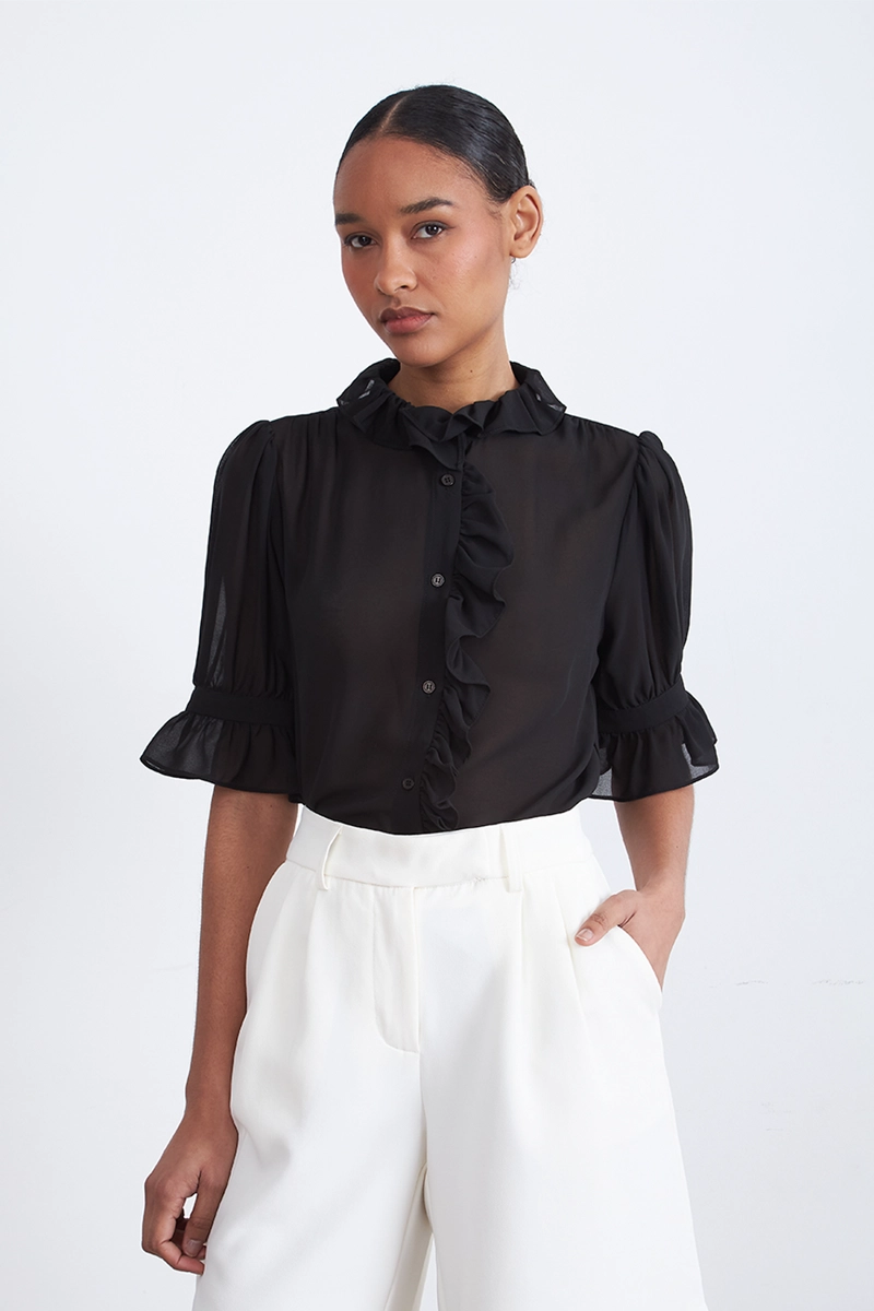 BLUSA VUELOS FRONTALES NEGRO MUJER NICOPOLY - 1