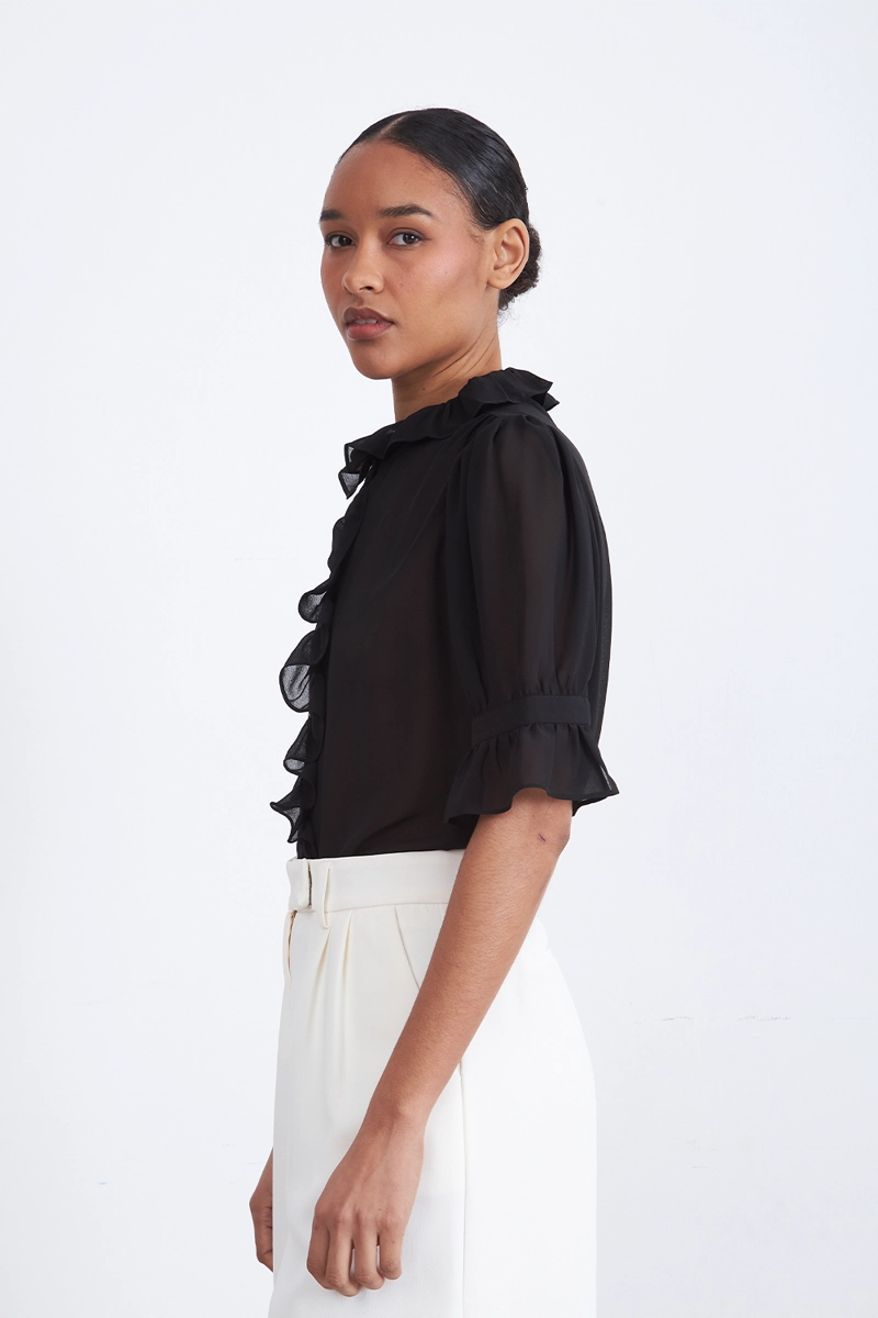 BLUSA VUELOS FRONTALES NEGRO MUJER NICOPOLY - 3