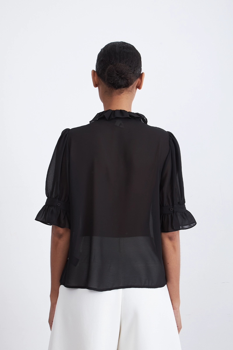 BLUSA VUELOS FRONTALES NEGRO MUJER NICOPOLY - 4