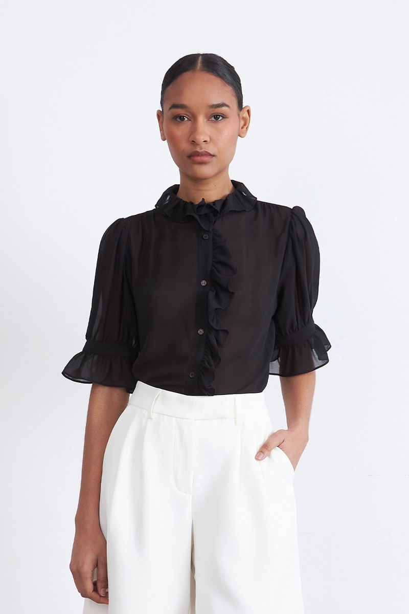 BLUSA VUELOS FRONTALES NEGRO MUJER NICOPOLY - 6