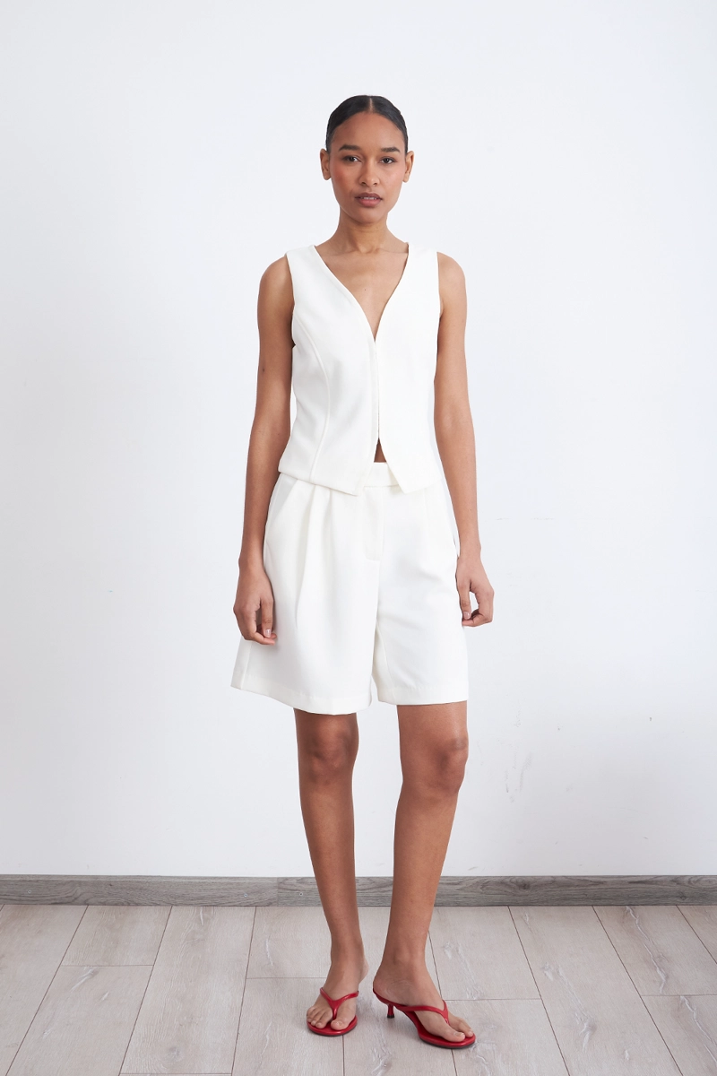 GILET ESCOTE EN V PROFUNDO BLANCO MUJER NICOPOLY - 2
