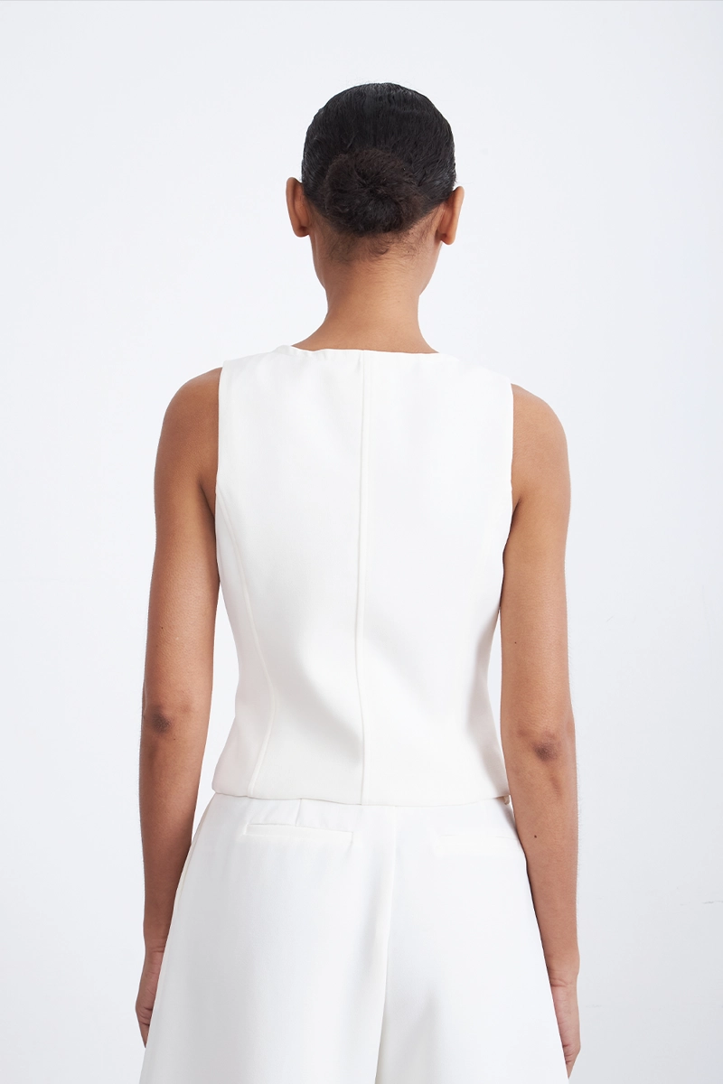 GILET ESCOTE EN V PROFUNDO BLANCO MUJER NICOPOLY - 4