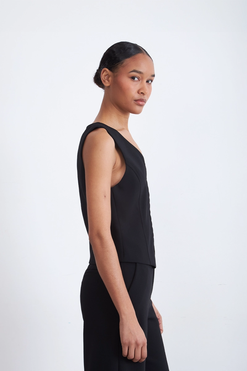 GILET ESCOTE EN V PROFUNDO NEGRO MUJER NICOPOLY - 3