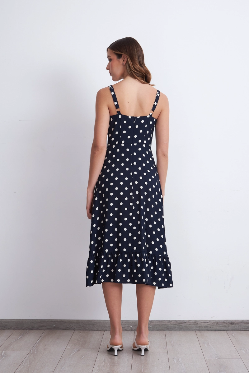 VESTIDO ESCOTE CUADRADO LUNARES AZUL MARINO MUJER NICOPOLY - 4