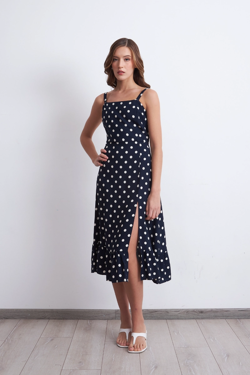 VESTIDO ESCOTE CUADRADO LUNARES AZUL MARINO MUJER NICOPOLY - 6