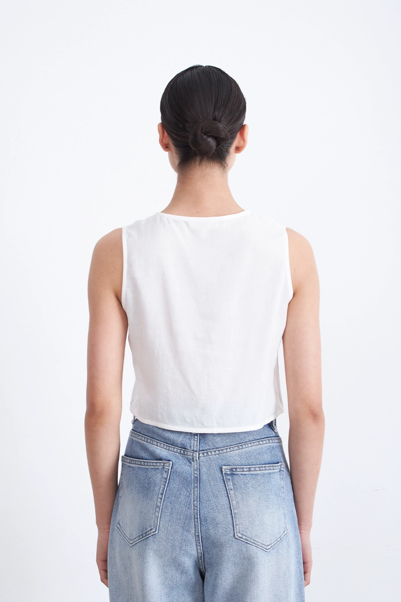BLUSA BORDADO LAZOS BLANCO MUJER NICOPOLY - 4