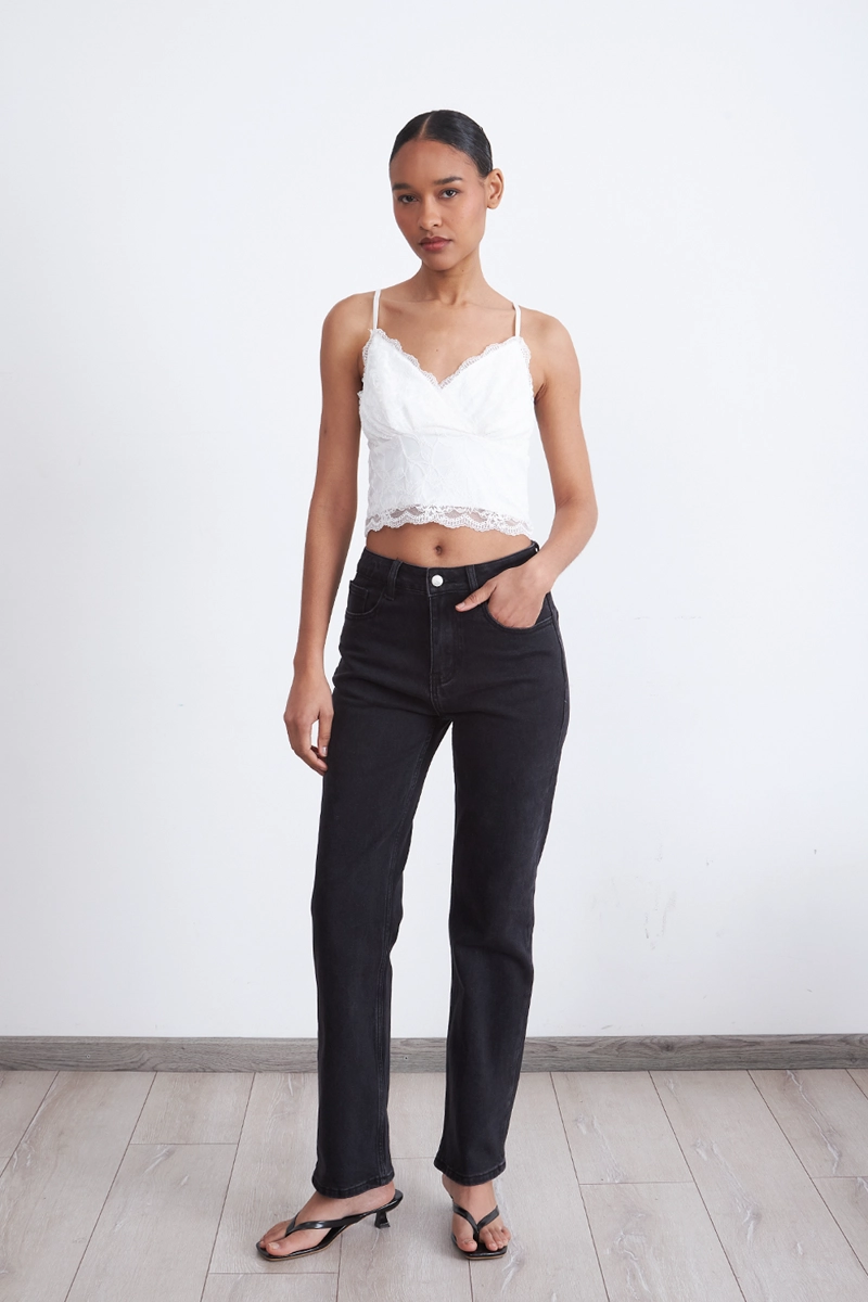 TOP ENCAJE FLORAL BLANCO MUJER NICOPOLY - 2