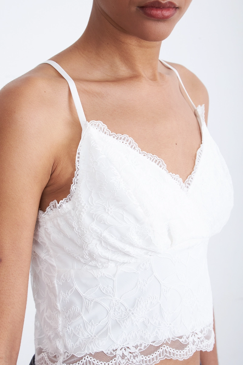TOP ENCAJE FLORAL BLANCO MUJER NICOPOLY - 7