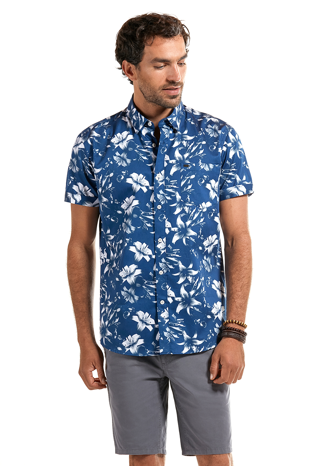 CAMISA MANGA CORTA ESTAMPADA ODESSA BLUE - 1