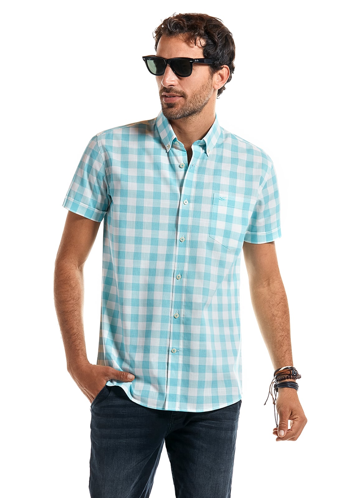 CAMISA MANGA CORTA CHECKERED KANSAS DK. SKY - 1