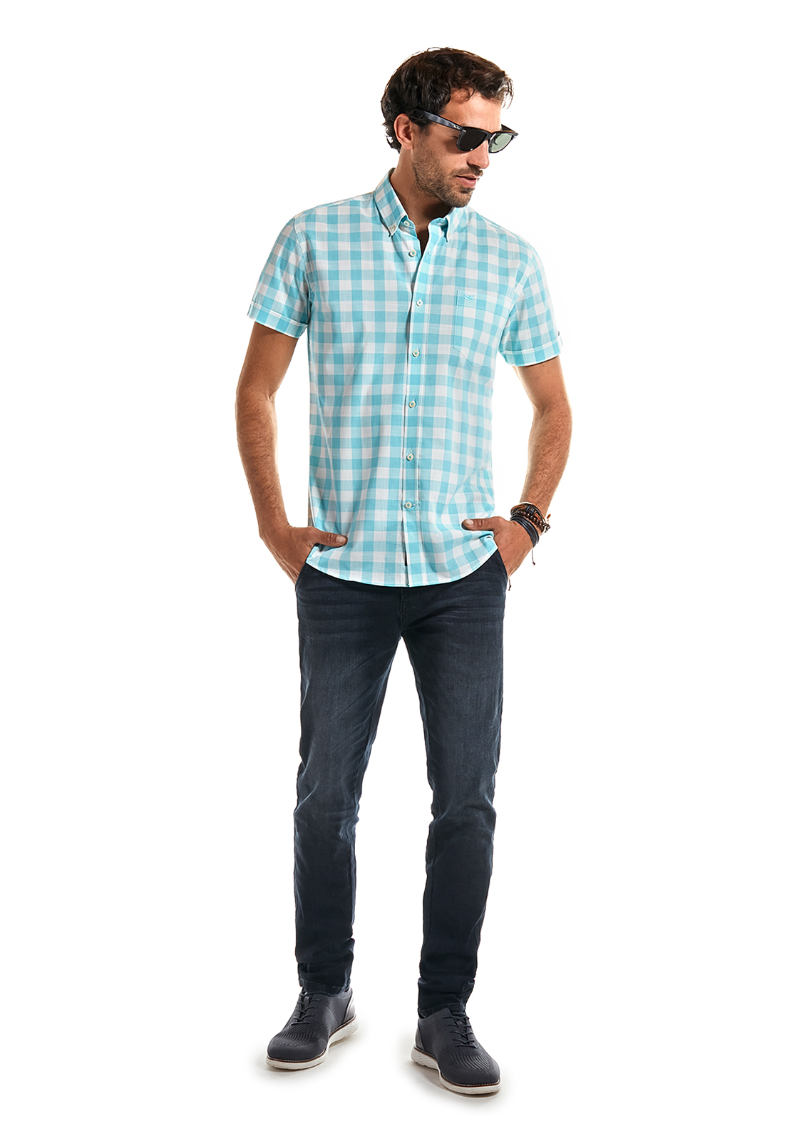 CAMISA MANGA CORTA CHECKERED KANSAS DK. SKY - 2
