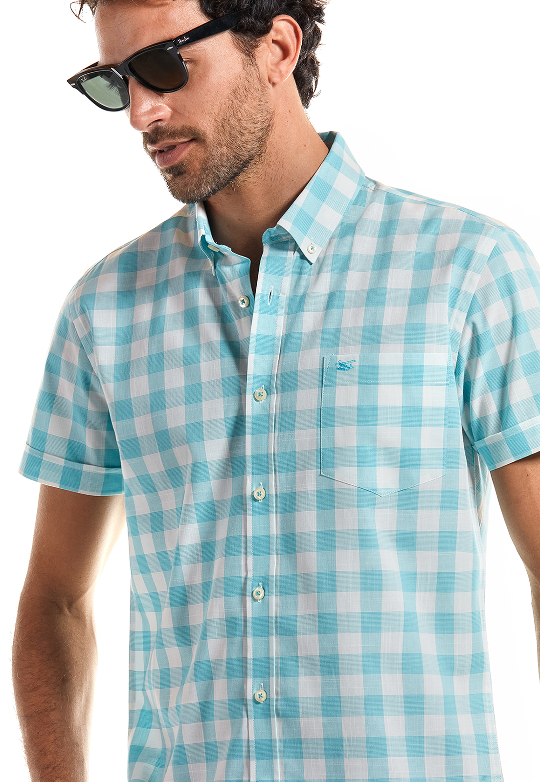 CAMISA MANGA CORTA CHECKERED KANSAS DK. SKY - 4