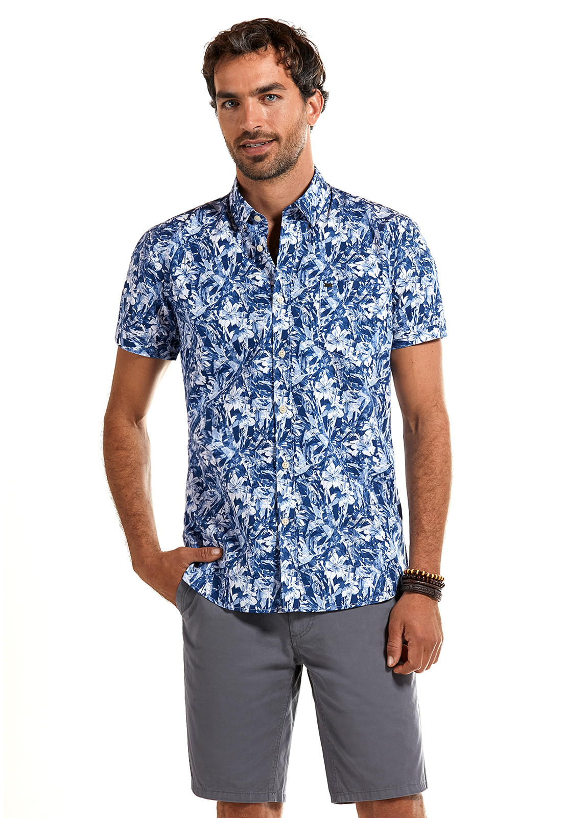 CAMISA MANGA CORTA ESTAMPADA OLIMPIA BLUE - 1