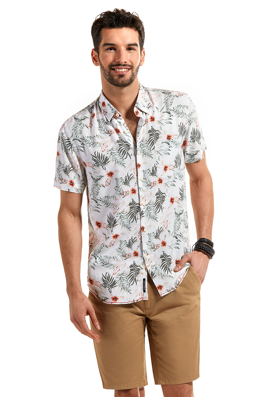 CAMISA MANGA CORTA ESTAMPADA ANDERSON CORAL - 1