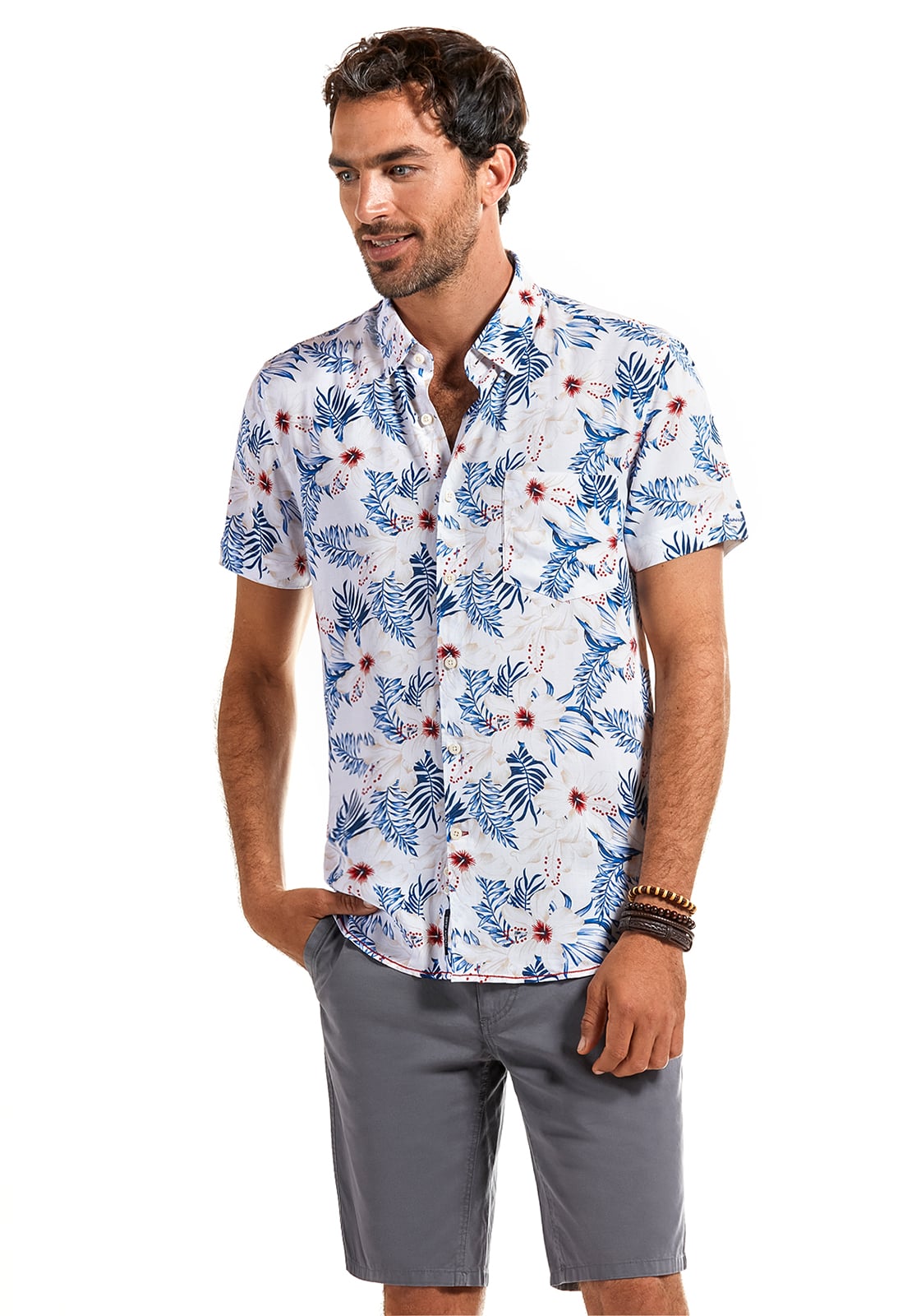 CAMISA MANGA CORTA ESTAMPADA ANDERSON CORAL - 1