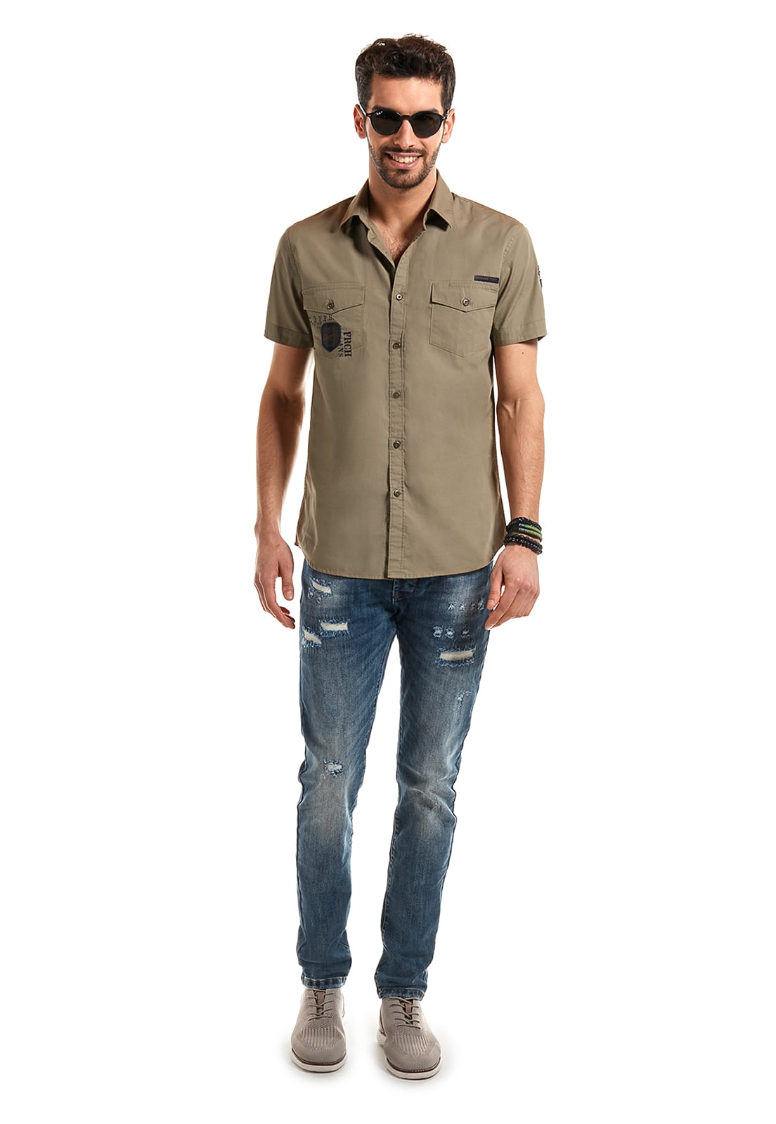 CAMISA MANGA CORTA POPLIN DOTHAN KHAKI - 2