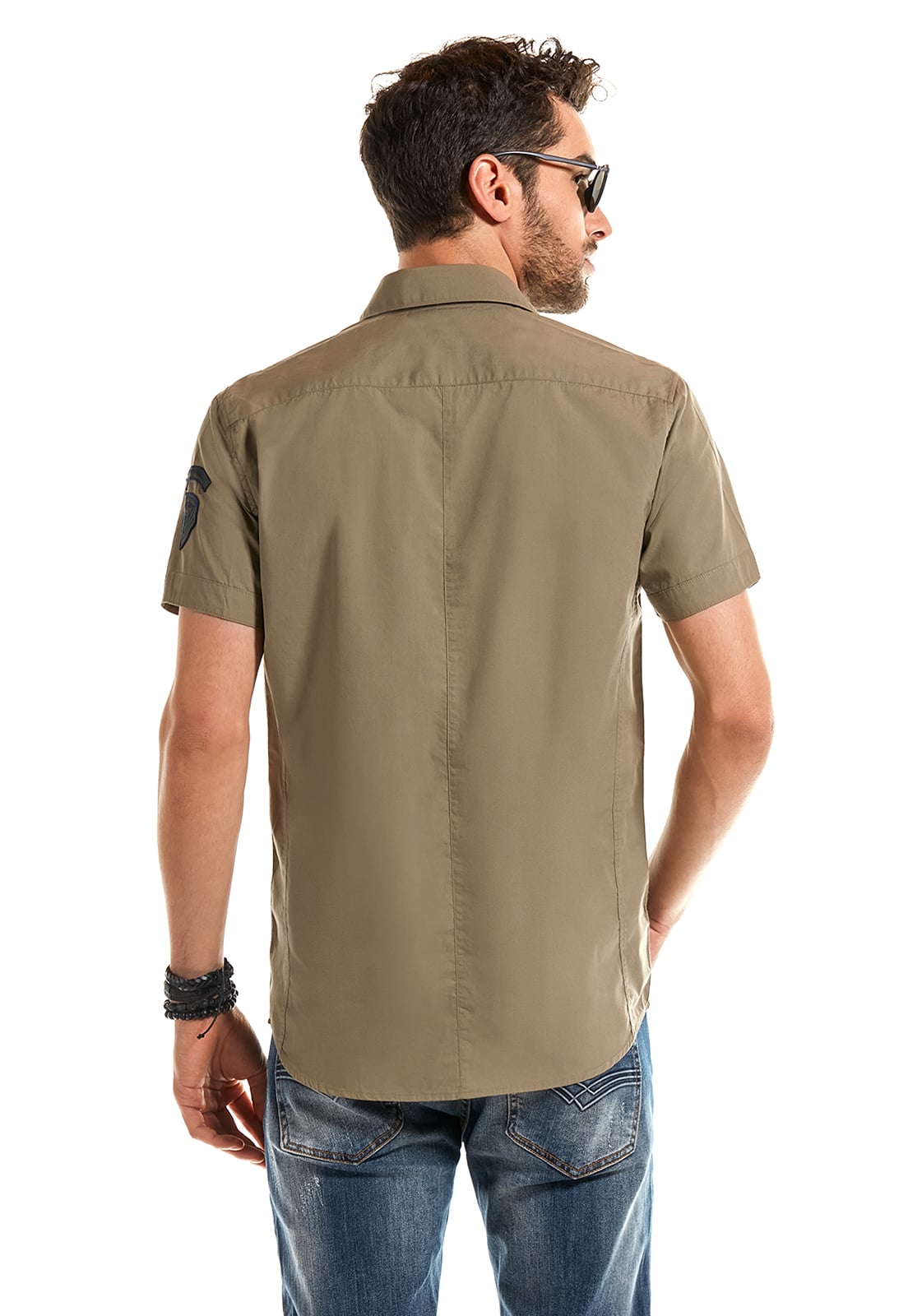 CAMISA MANGA CORTA POPLIN DOTHAN KHAKI - 3