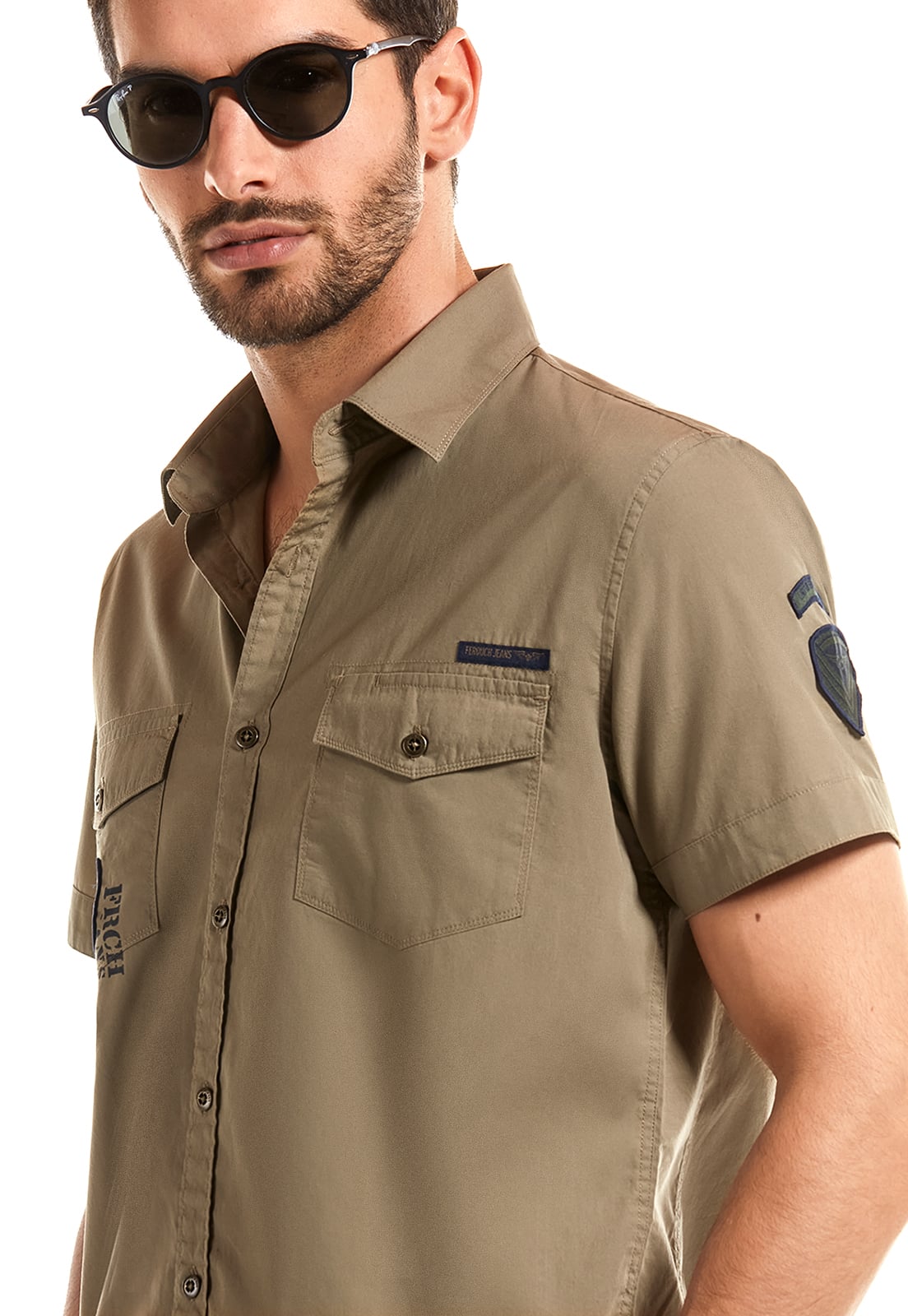 CAMISA MANGA CORTA POPLIN DOTHAN KHAKI - 4