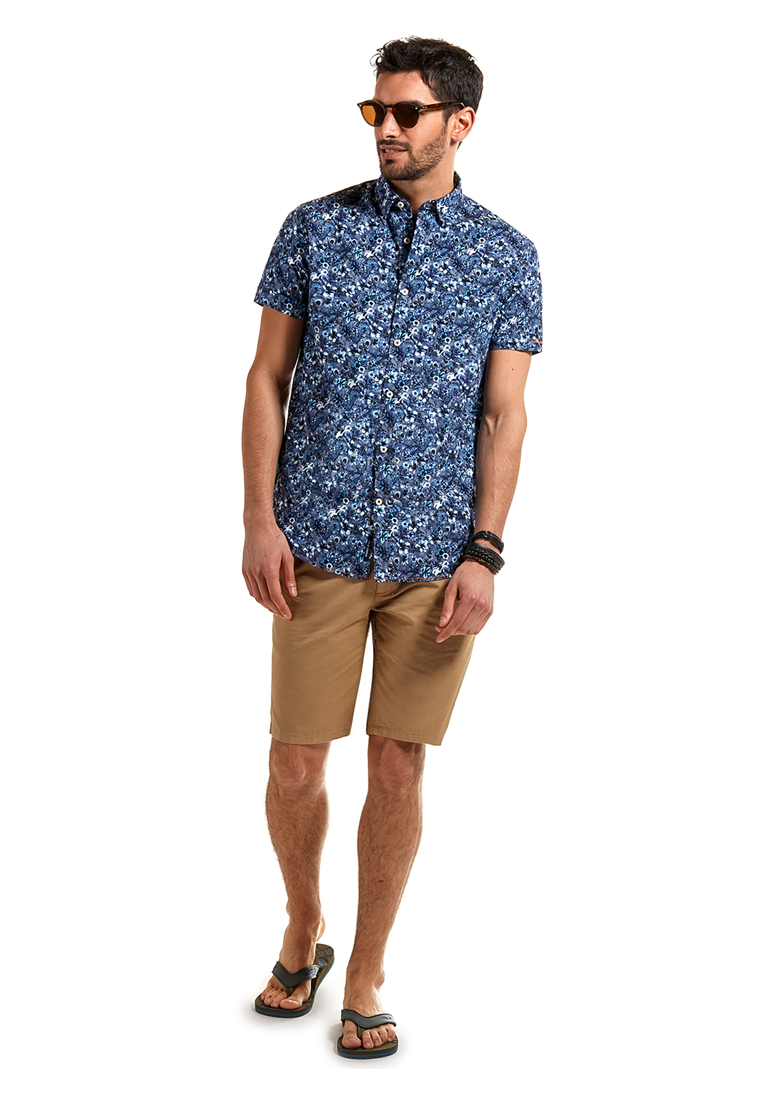 CAMISA MANGA CORTA ESTAMPADA BLUE FLORES NAVY - 2