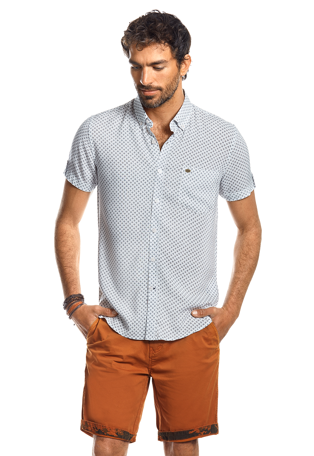 CAMISA MANGA CORTA ESTAMPADA LOS ÁNGELES OFF WHITE - 1