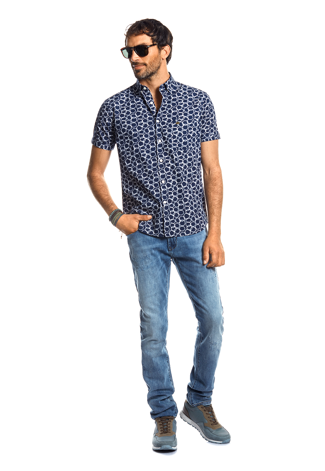 CAMISA MANGA CORTA ESTAMPADA LANCASTER BLUE - 2
