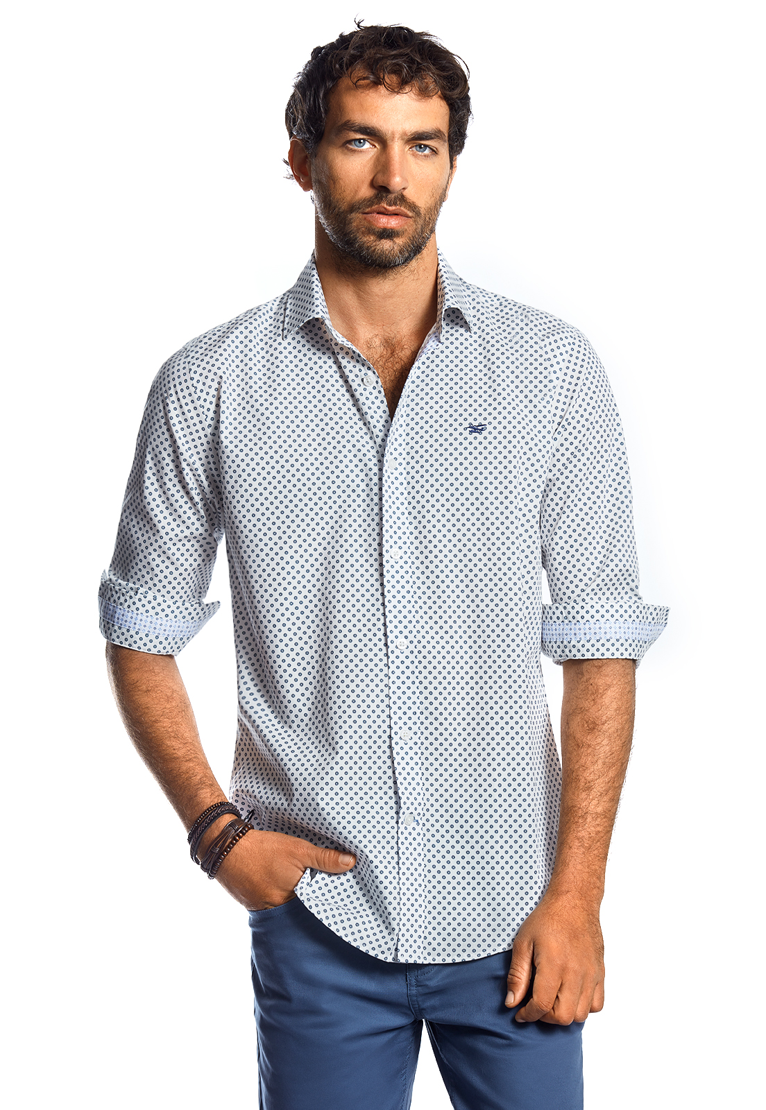 CAMISA ESTAMPADA DURHAM WHITE SS - 1