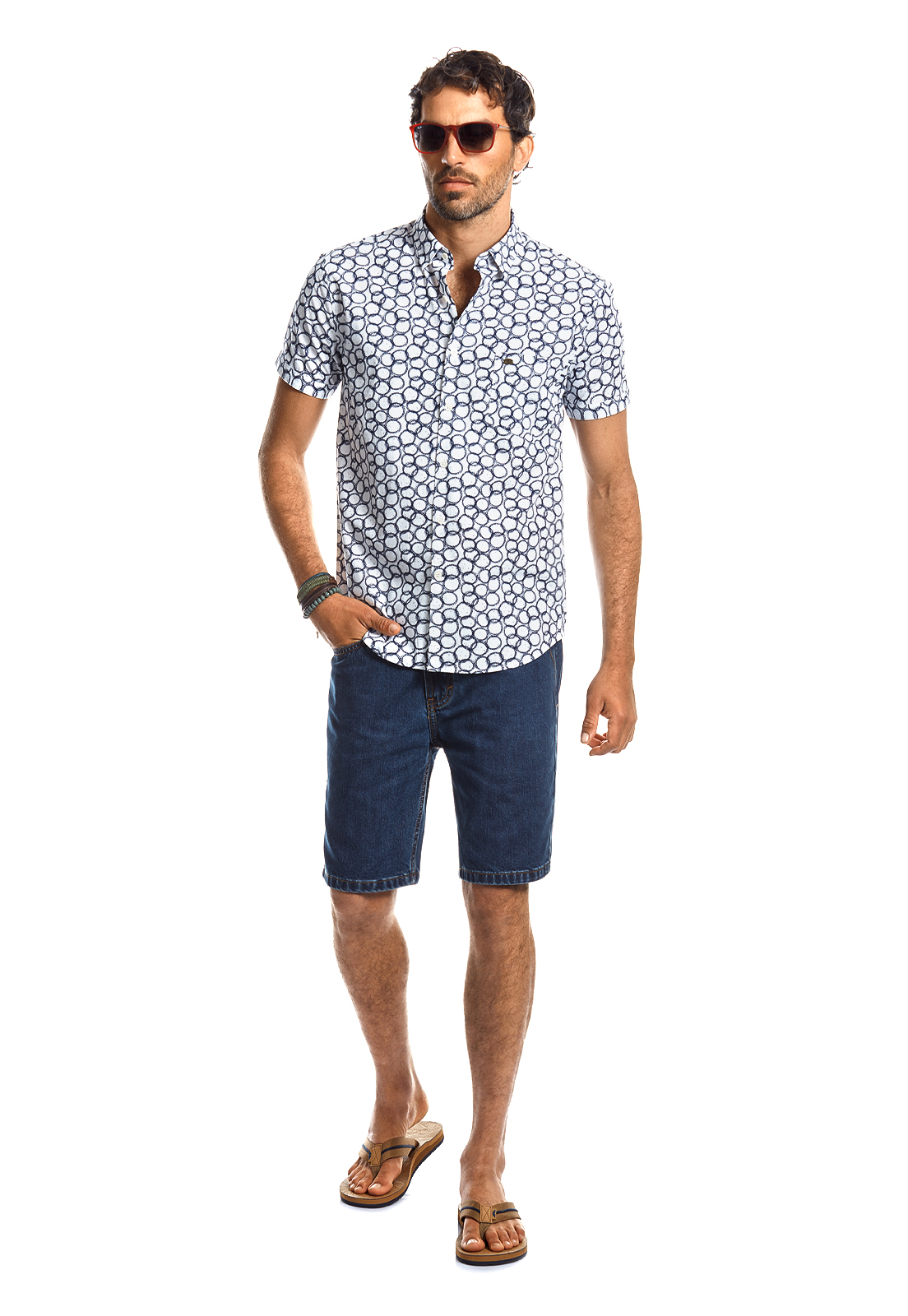 CAMISA MANGA CORTA ESTAMPADA LANCASTER OFF WHITE - 2