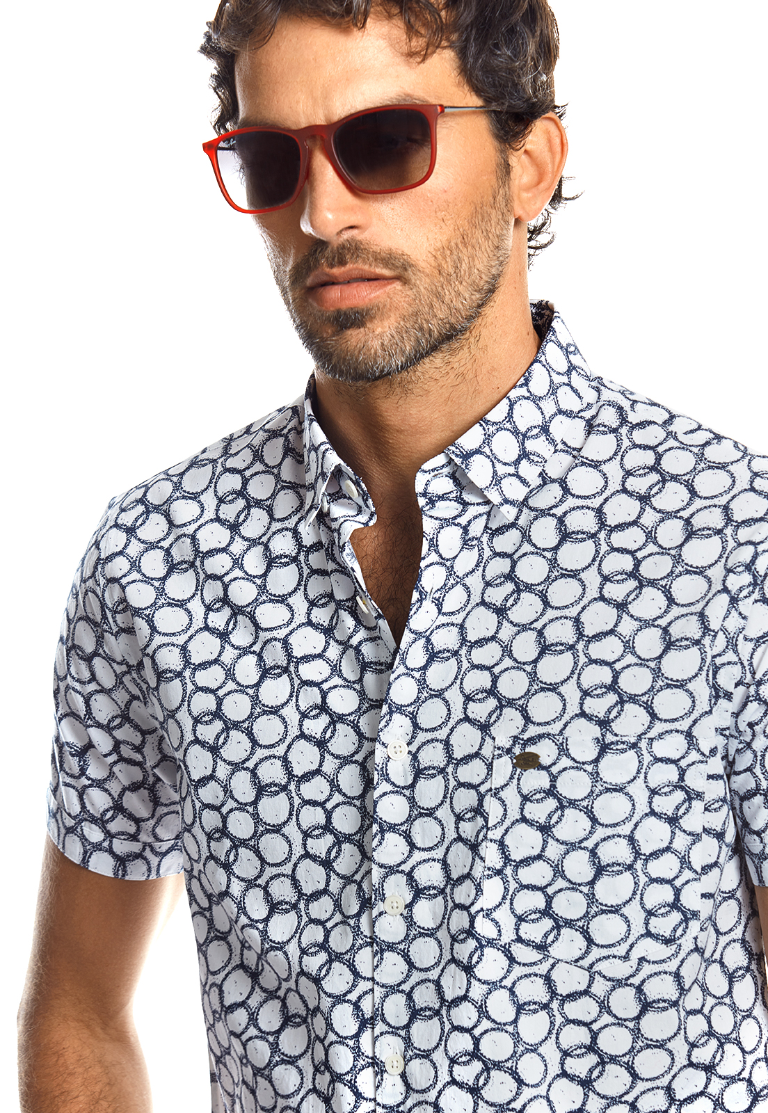 CAMISA MANGA CORTA ESTAMPADA LANCASTER OFF WHITE - 4