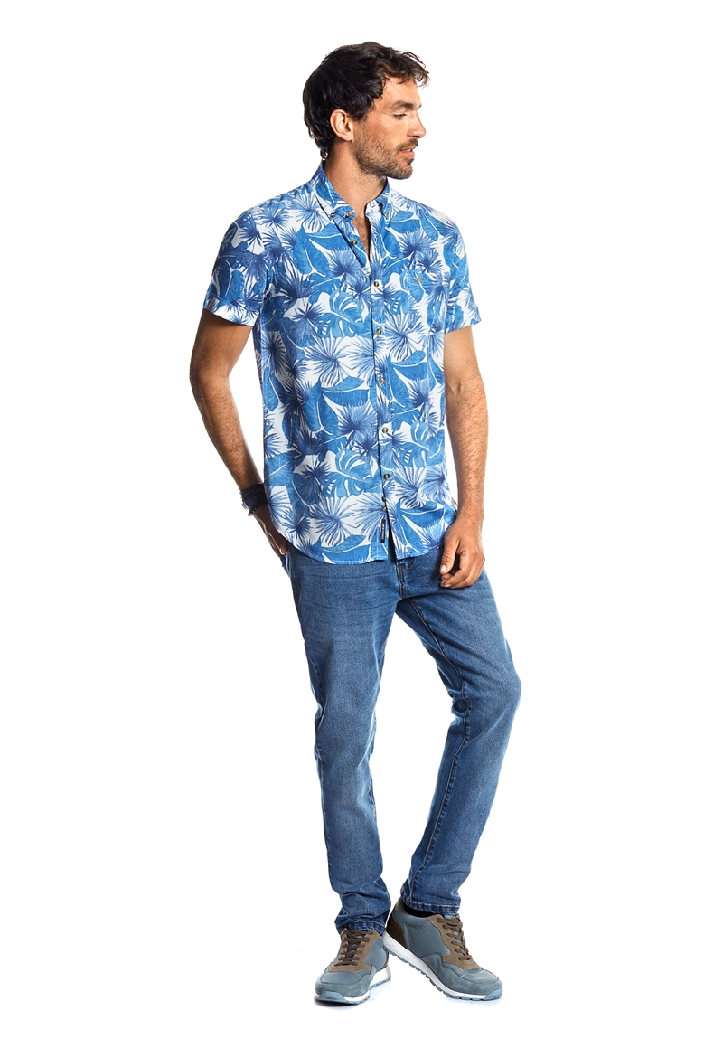 CAMISA MANGA CORTA ESTAMPADA MICHIGAN FJ NAVY - 2