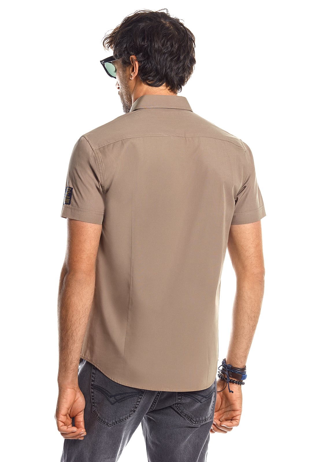 CAMISA MANGA CORTA POPLIN CON PARCHES FJ MILITARY - 3