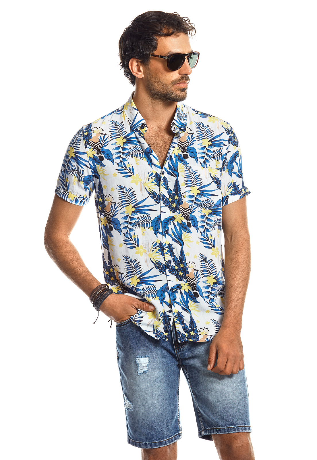 CAMISA MANGA CORTA ESTAMPADA IRVING FJ BLUE - 1