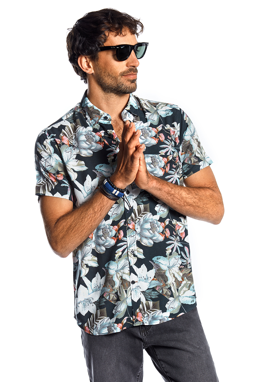 CAMISA MANGA CORTA ESTAMPADA ASTORIA GRAPHITE - 1