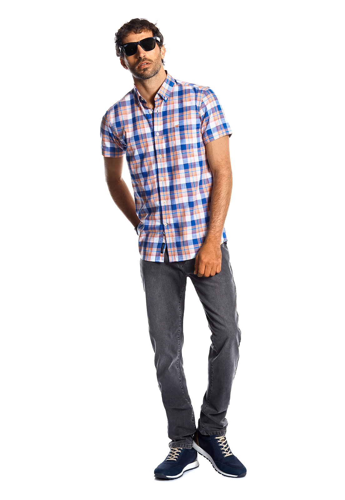 CAMISA MANGA CORTA CHECKERED MADISON CORAL - 2