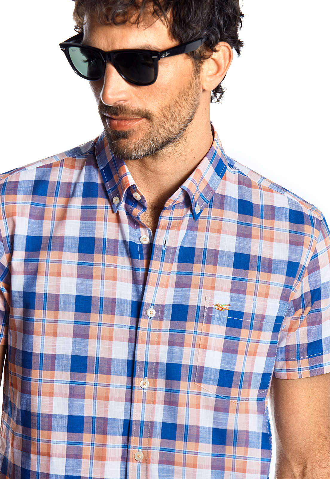 CAMISA MANGA CORTA CHECKERED MADISON CORAL - 4