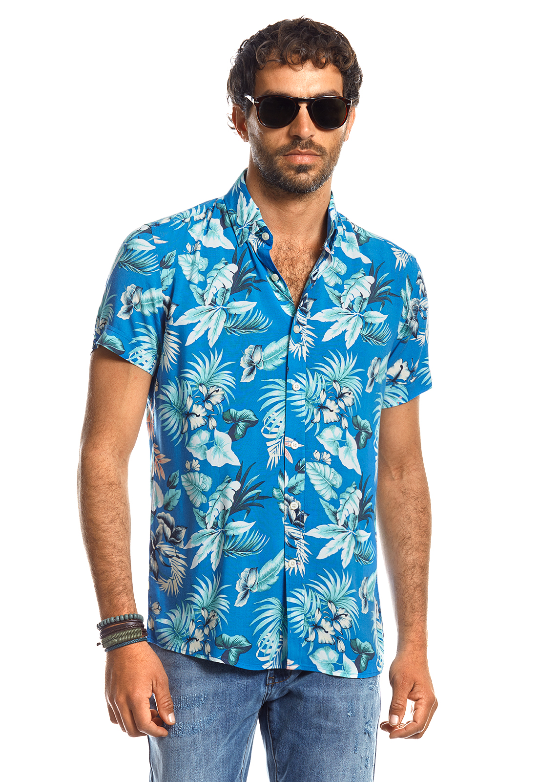 CAMISA MANGA CORTA ESTAMPADA PARMA FJ BLUE - 1