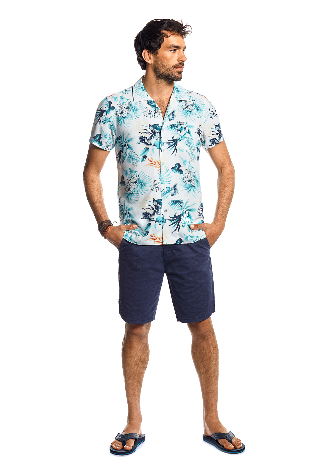 CAMISA MANGA CORTA ESTAMPADA FLORIDA ECRU - 2