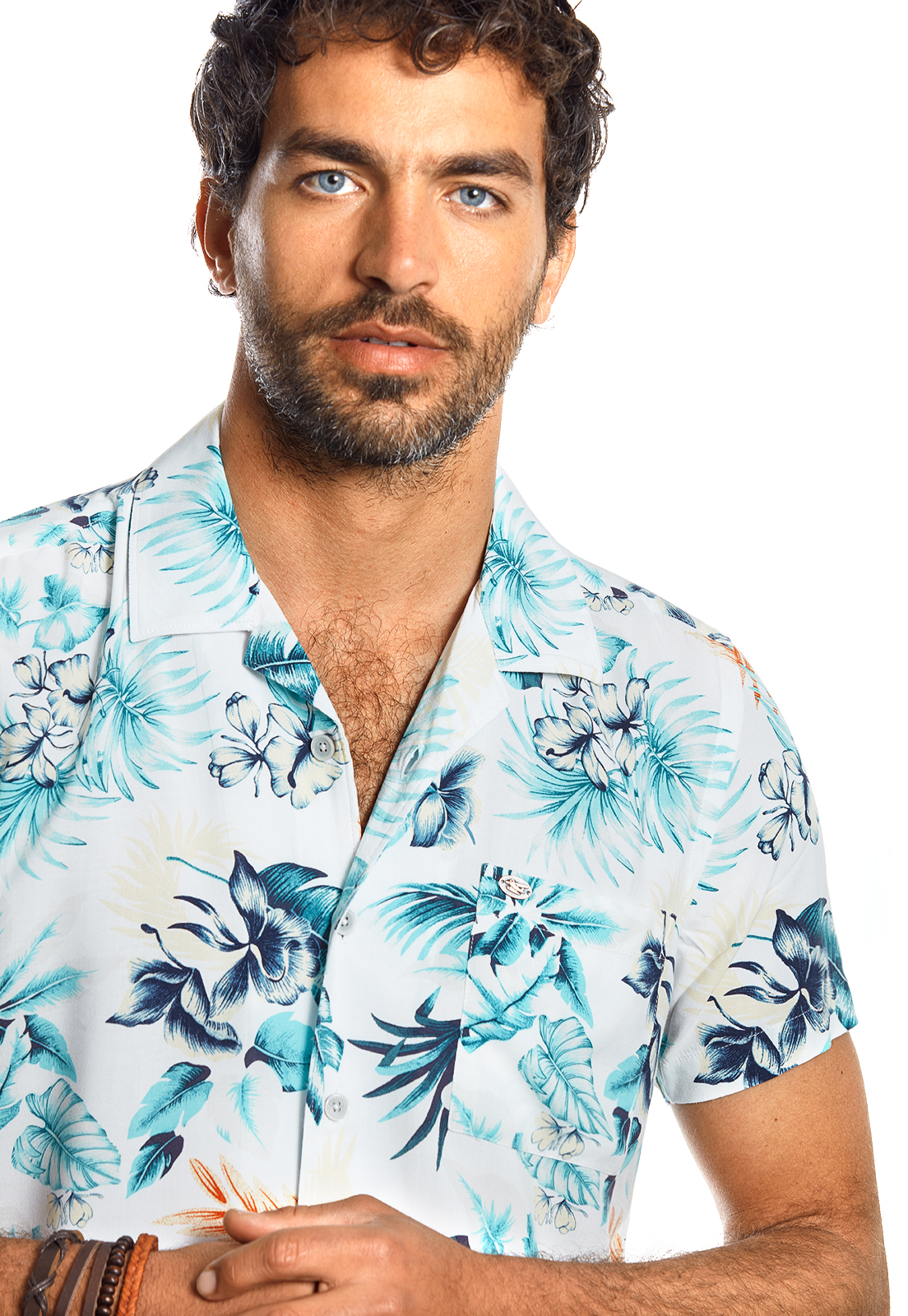 CAMISA MANGA CORTA ESTAMPADA FLORIDA ECRU - 4
