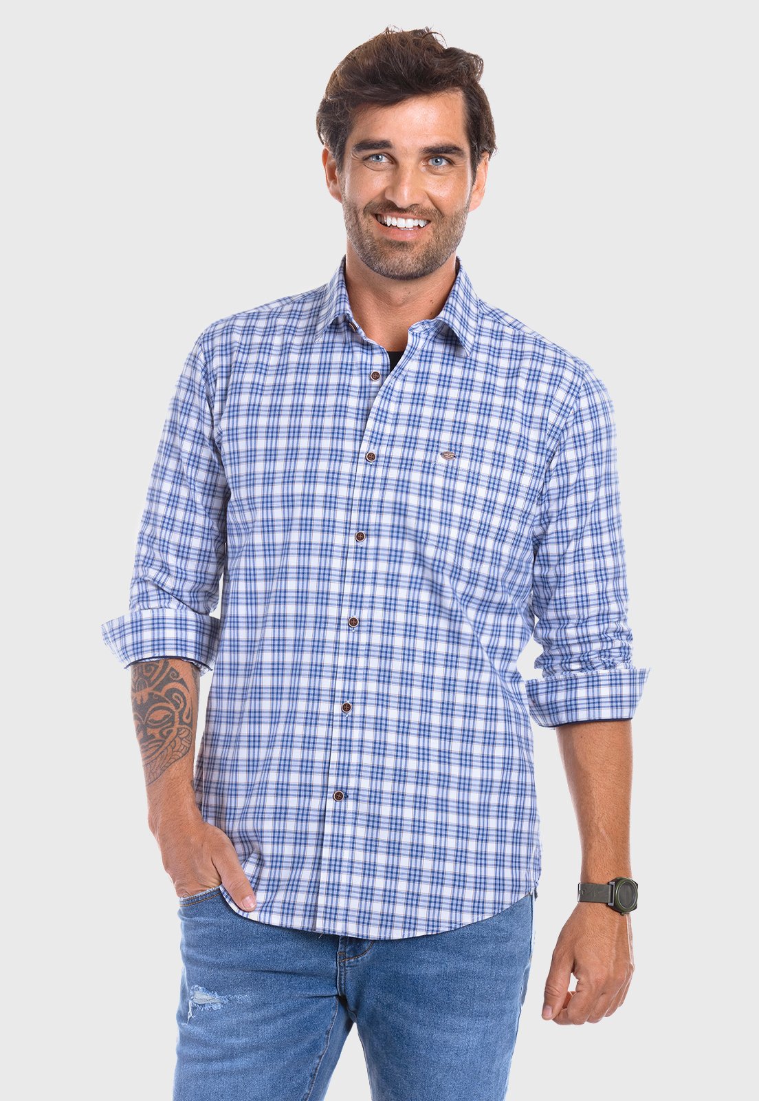 CAMISA CHECKERED ASPEN F BLUE - 1