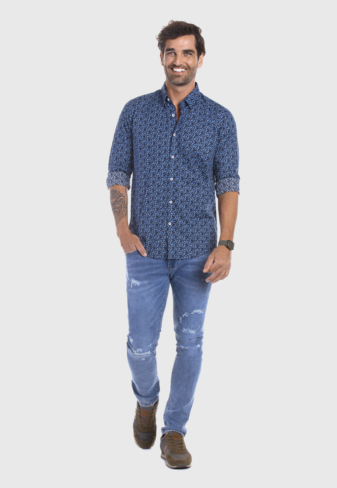 CAMISA ESTAMPADA MONTANA FJ NAVY - 2