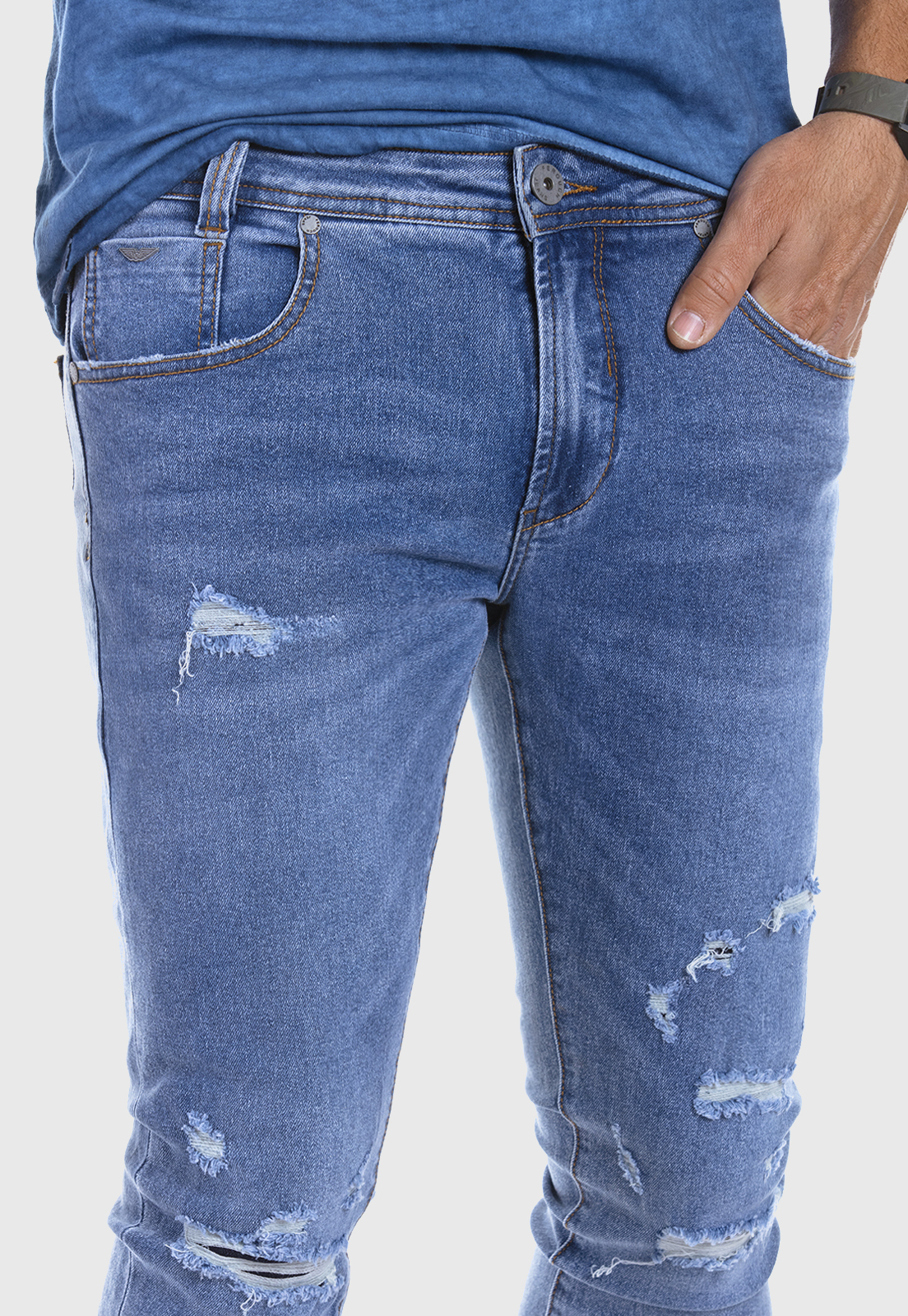 JEANS SILVER DESTROYED FJ BLUE - 4