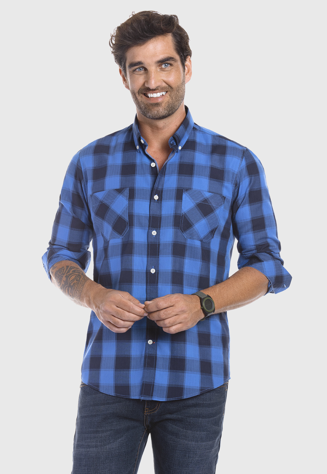 CAMISA CHECKERED BOSTON FJ BLUE - 1