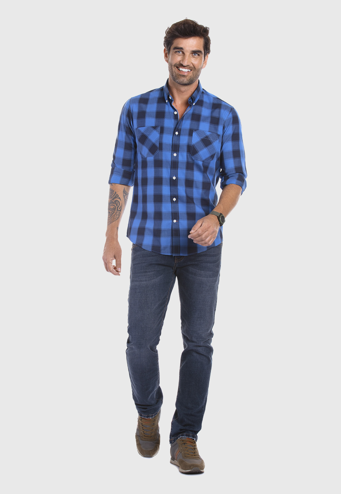 CAMISA CHECKERED BOSTON FJ BLUE - 2