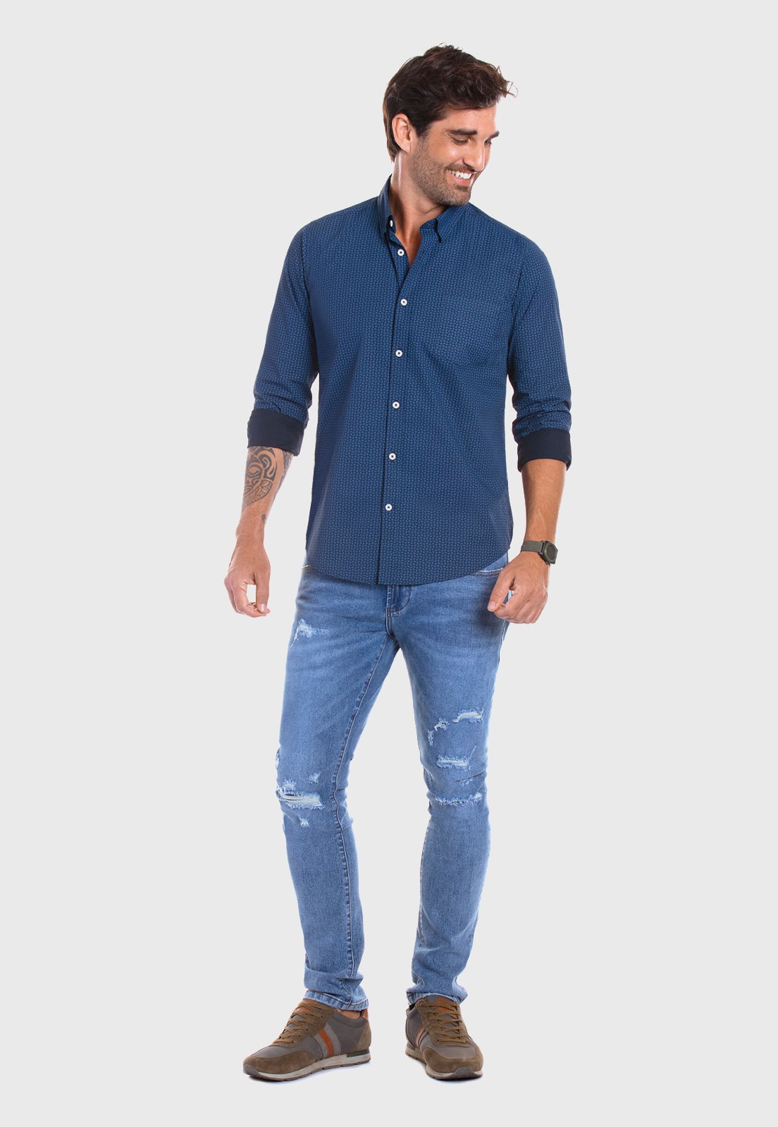 CAMISA ESTAMPADA IRVING FJ NAVY - 2