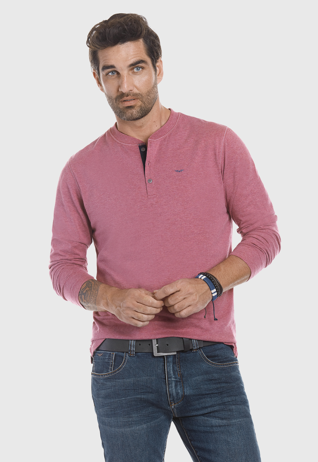 POLERA MANGA LARGA MAINE RED MELANGE - 1